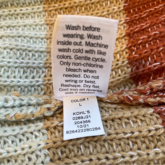 Nine West Women's Colorblock Long Sleeve Open Front Cardigan Sweater LG NEW $50 - Picture 10 of 10